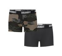 Brandit - Boxer Logo 2er Pack Darkcamo/Black - Boxershorts - camouflage - S - 95% Cotton, 5% Elastane S