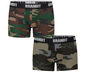 Brandit Boxershorts Logo 2 Pack Men's Elasthane Underwear Woodland / Dark Camo