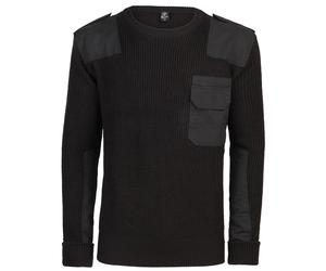 Brandit BW Pullover Mens Casual Warm Work Hiking Knitted Sweater Military Black