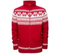 Brandit Cardigan Norweger Zipped Jumper Warm Winter Fleece Scandinavian Red