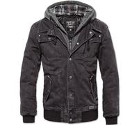 BRANDIT DAYTON MENS BIKER JACKET LONG SLEEVE HOODED HIKING PARKA WASHED BLACK