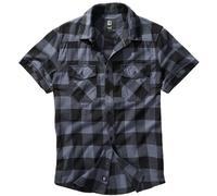 Brandit Half Sleeve Check Shirt Comfortable Casual Urbanwear Mens Black/Grey