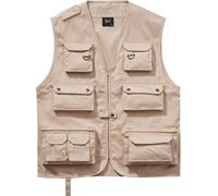 Brandit Hunting Vest Mens Fishing Birds Watching Hiking Multi Pockets Beige