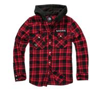 Brandit Iron Maiden Eddy Check Sweathood Shirt, dark red/black, size 5XL