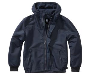 Brandit Kids Windbreaker Front Zip Water-repellent Jacket Fleece Lining Navy