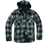 Brandit Lumber Hooded Jacket Mens Flannel Warm Hiking Black/Charcoal