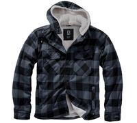 Brandit Lumber Hooded Jacket Military Streetwear Mens Flannel Coat Black/Grey