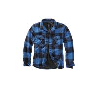 Brandit Lumber Jacket Mens Padded Flannel Coat Check Shirt Warm Black Blue