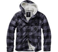 Brandit Lumber Hooded Jacket Military Streetwear Mens Flannel Coat Black/Grey