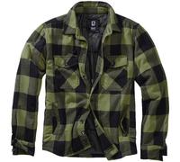 Brandit Lumber Jacket Mens Padded Flannel Coat Check Shirt Warm Black Olive