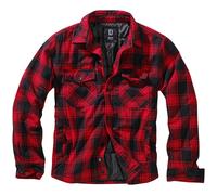 Brandit Lumber Jacket Mens Padded Flannel Coat Check Shirt Warm Red Black