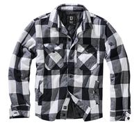 Brandit Lumber Jacket Mens Padded Flannel Coat Check Shirt Warm White Black