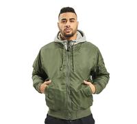 Brandit MA1 Sweat Hooded Jacket, Color: oliv+grey, Size: L