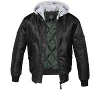Brandit MA1 Sweat Hooded Jacket Quilted Flight Mens Nylon Warm Lined Black/Grey