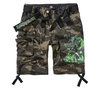Brandit Iron Maiden Savage The Number of The Beast Shorts, Dark Camouflage, size L