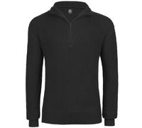 Brandit Marine Pullover Troyer Jumper Knitwear Mens Half Zip Long Sleeve Black