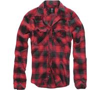 Brandit Mens Casual Check Cotton Flannel Shirt Long Sleeve Work Top Red Black
