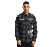 Brandit Motörhead Checkshirt Long Sleeve Warpig Print Patch Flannel Black-Grey