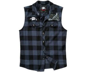 Brandit Ozzy Sleeveless Checkshirt Sleeveless Mens Casual Cool Black/Grey