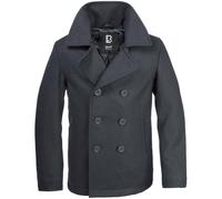 Brandit Pea Coat Double Breasted Winter Wool Navy Reefer Jacket Vintage Style