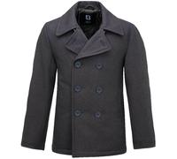 Brandit Pea Coat Double Breasted Winter Wool Navy Reefer Jacket Vintage Style