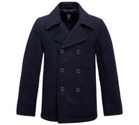 Brandit Pea Coat Mens Casual Buttoned Winter High-Collar Tactical Navy