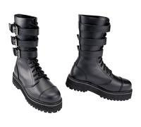 Brandit Plateau Phantom Buckle Boots Mens Platform Combat Leather Black