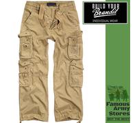 Brandit Pure Vintage Trousers Mens Combat Cargo Trousers Military Army Beige
