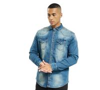 Brandit Riley Denim Shirt Long Sleeve, Color: denim blue, Size: 3XL
