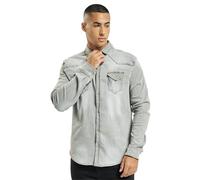 Brandit Riley Denim Shirt Long Sleeve, Color: grey denim, Size: L