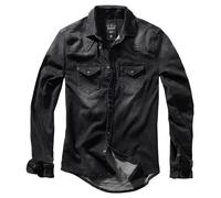 Brandit Riley Denim Shirt Mens Cotton Long Sleeve Casual Chest Pocket Black