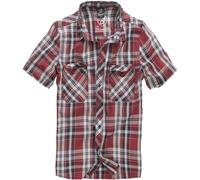 Brandit Roadstar Cotton Checked Flannel Top Mens Short Sleeve Hiking Shirt Red