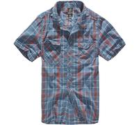 Brandit Roadstar Mens Check Cotton Flannel Shirt Short Sleeve Work Top Red Blue