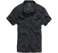 Brandit Roadstar Mens Checked Cotton Shirt Short Sleeve Work Flannel Black Blue