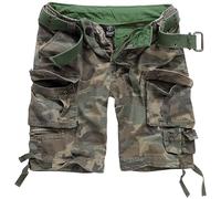 Brandit Savage Vintage Army Mens Combat Cargo Shorts Summer Travel Woodland Camo