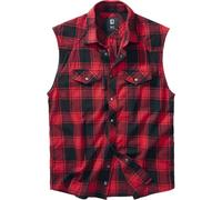 Brandit Sleeveless Checked Shirt Short-sleeved Shirt red black 3XL