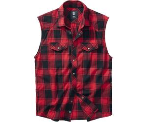 Brandit Sleeveless Checked Shirt Short-sleeved Shirt red black 5XL