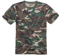 Brandit T-Shirt Men's Hunting Outdoor Military Combat Top Cotton Woodland Camo