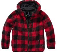 Brandit Teddyfleece Hodded Kids Jacket, red/black, size 170-176