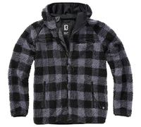 Brandit Teddyfleece Jacket Fashionable Fluffy Mens Winter Streetwear Black/Grey