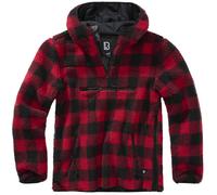Brandit Teddyfleece Worker Pullover, black-red, size 2XL for Men