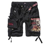 Brandit Unisex Iron Maiden Savage Shorts The Number of The Beast Black Edition Cargo Shorts