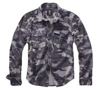 Brandit Vintage Shirt Long Sleeve Cotton Mens Outdoor Tactical Hiking Grey Camo