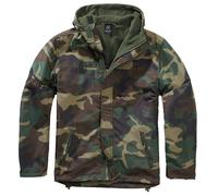 Brandit Windbreaker Front Zip Mens Hiking Hooded Jacket Outdoor Woodland Camo
