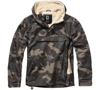 Brandit Windbreaker Sherpa Jacket Hooded Anorak Teddy Water-repellent Dark Camo
