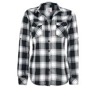 Brandit Ladies Amy Shirt Long Sleeve Checked Hiking Casual Collared White/Black