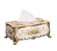 brandless Tissue Cover Holder,Creative Embossed Roses And Rhinestones Rectangular Acrylic Tissue Box Cover Dispenser Napkin Organizer for Bathroom Bedroom Office and Car (White-Gold)