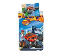 BrandMac Blaze and the Monster Machines Cot Size Bedlinen Set 100x135 cm + Pillowcase 40x60 cm, 100% Cotton | Soft & Colorful Junior Bedding Set for Kids | Blaze Toddler Bed Linen for Boys