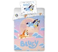 BrandMac Bluey & Bingo Junior Bedlinen Set | Toddler Size Duvet Cover 100x135 cm with Pillowcase 40x60 cm | Official Bluey Bedding Set | Colourful Cartoon Design for Toddlers Cot Bed