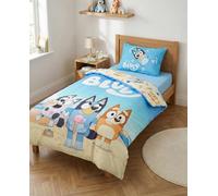 BrandMac Bluey Children's Bedding Set - Duvet Cover 100 x 135 cm and Pillowcase 40 x 60 cm - 100% Certified Cotton - Beach Design with Bluey, Bingo and Muffin - Ideal for Baby and Toddler Bed